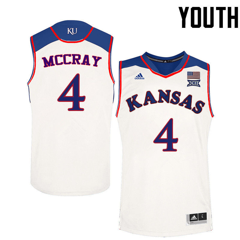 Youth Kansas Jayhawks #4 Danielle McCray College Basketball Jerseys-White - Click Image to Close